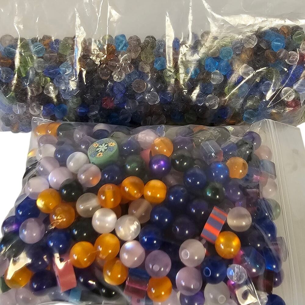 1 Lb Mixed Glass Bead Lot Multicolor Jewelry Making Craft Beading Assorted Shape